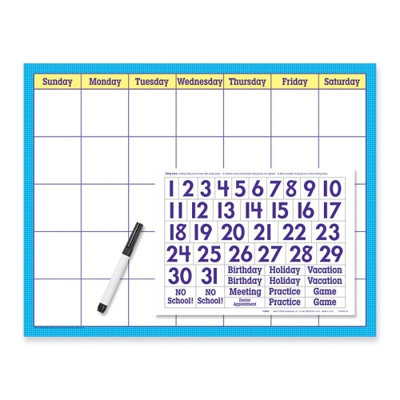Trend Enterprises Reusable Calendar Kit, w/ Cling Numerals Wipe Off, 17"x22", 2013