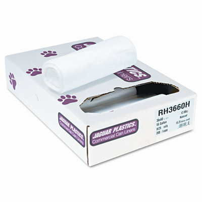Unisan Heavy Grade Liners, 55 gallon, 13 microns, 36 x 60, 8 rolls of 200 bags/carton                                               