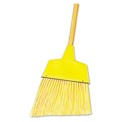 Unisan Angler Broom, Plastic Bristles, 42" Wood Handle, Yellow                                                                      