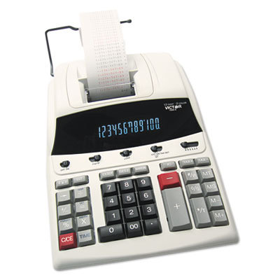 Victor Technology 1230-4 Desktop Calculator, 12-Digit Fluorescent, Two-Color Printing                                                          