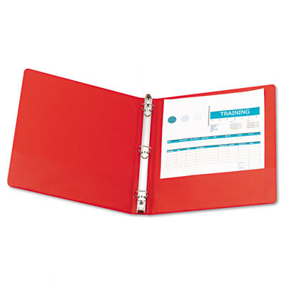 Wilson Jones Basic Vinyl Round Ring Binder, 1in Capacity, Red                                                                             