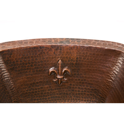 Premier Copper Products 15" Square Fleur De Lis Copper Bar Sink in Oil Rubbed Bronze