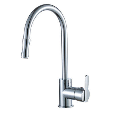 Single Handle Single Hole Kitchen Faucet with Pull-out Sprayer and Base Plate