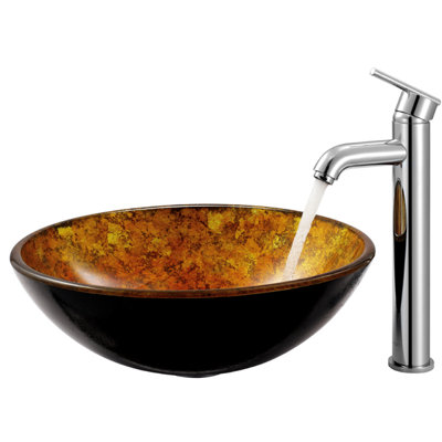 Vigo Autumn Tempered Glass Vessel Sink