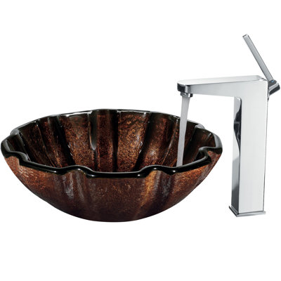 Vigo Walnut Shell Vessel Sink with Faucet
