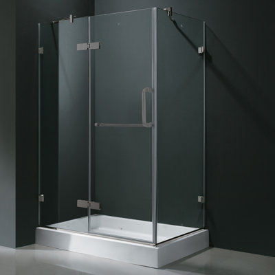 Vigo Frameless Pivot Door Shower Enclosure with Left Drain