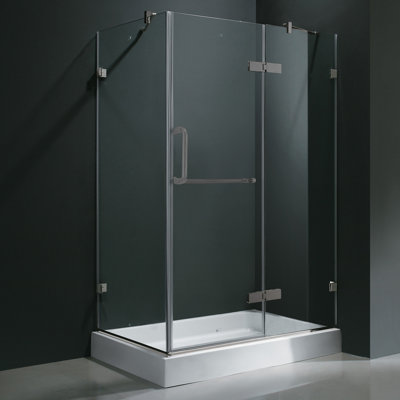 Vigo Frameless Pivot Door Shower Enclosure with Left Drain