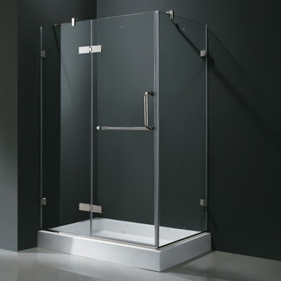 Vigo Frameless Pivot Door Shower Enclosure with Left Drain