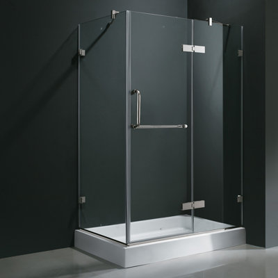 Vigo Frameless Pivot Door Shower Enclosure with Left Drain