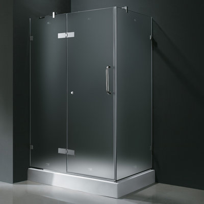 Vigo Frameless Pivot Door Shower Enclosure with Left Drain
