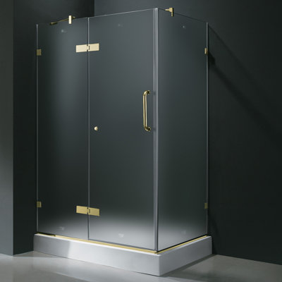 Vigo Frameless Pivot Door Shower Enclosure with Left Drain