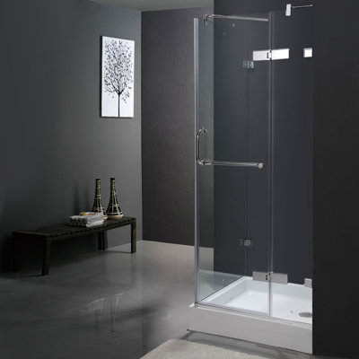Vigo Pivot Door Frameless Shower Enclosure with Base