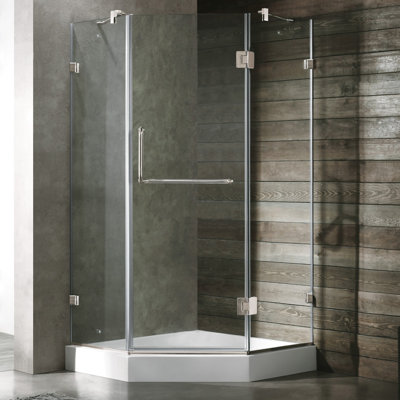 Vigo Neo-Angle Door Frameless Shower Enclosure with Base