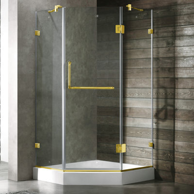 Vigo Neo-Angle Door Frameless Shower Enclosure with Base