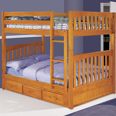 Discovery World Furniture Weston Full over Full Bunk Bed with Built-In Ladder and Storage