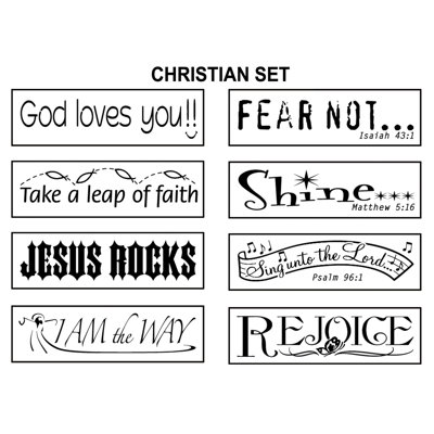 ECR4kids 8 Piece Self-Inking Christian Stamps with Stand