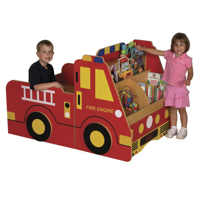 ECR4kids 3-Piece Fire Engine Book Storage Center