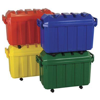 ECR4kids 4 Pack of 18 Gallon Stor-N-Roll Toy Trunks with Casters
