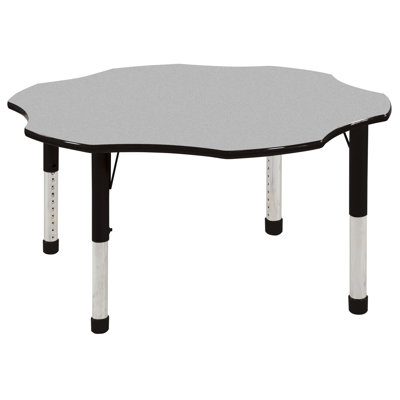 ECR4kids 60" Flower Shaped Adjustable Activity Table in Gray
