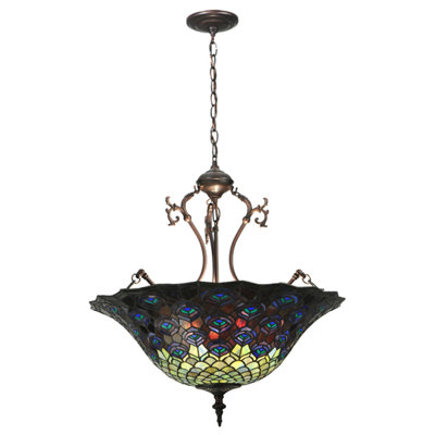 Victorian Tiffany 3 Light Inverted Pendant