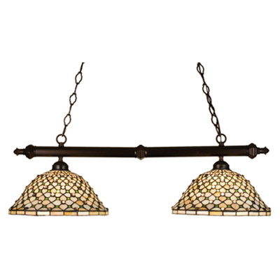 Tiffany Diamond and Jewel Two Light Island Pendant