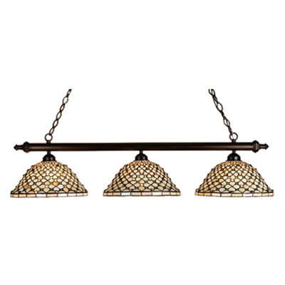 Tiffany Diamond and Jewel Three Light Island Pendant