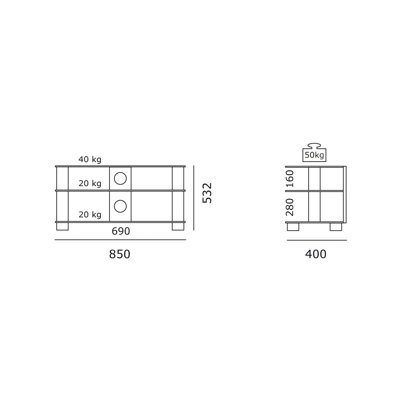 Just-Racks 85cm TV Tisch