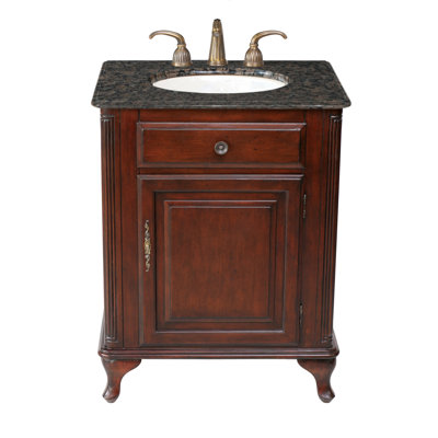 Cherry Bathroom Vanity on Lucy Classic 27  Bathroom Vanity In Polished Cherry With Granite Top