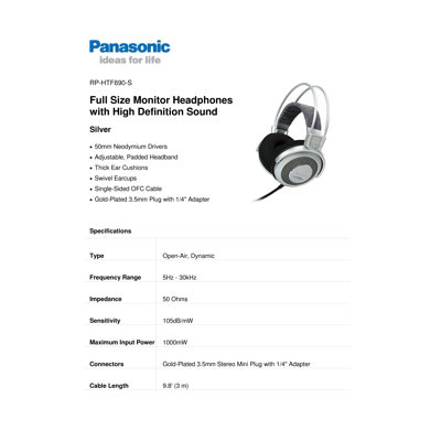 Panasonic&reg; Monitor Headphones