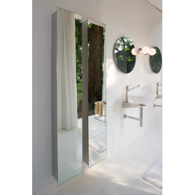 WS Bath Collections Linea 11" x 6.1" Pika Bathroom Storage Cabinet in Stainless Steel