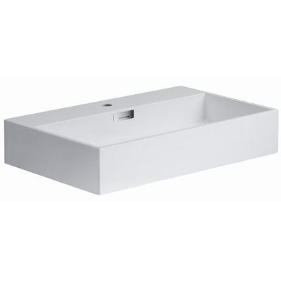 WS Bath Collections Linea 5.1" x 27.6" Quarelo Wall Mount Bathroom Sink in White