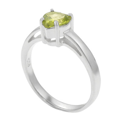 Skyline Silver Sterling Silver Heart Peridot Solitaire Ring
