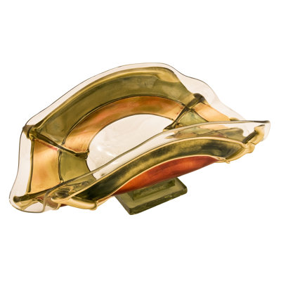 Handmade Spider Web Bowl with Soft Form in Golden and Ochre