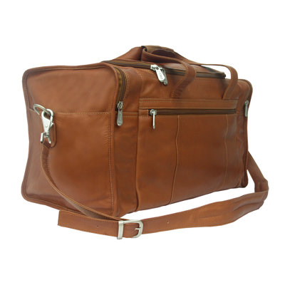 Piel Leather Traveler 19" Leather Travel Duffel with Side Pockets