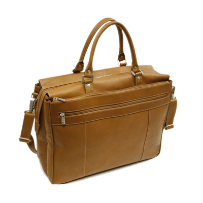 Piel Leather Large Briefcase / Carry-On Bag in Saddle