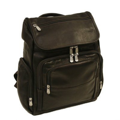 Piel Leather Entrepreneur Multi-Pocket Laptop Backpack in Chocolate