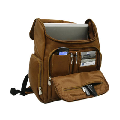 Piel Leather Entrepreneur Multi-Pocket Laptop Backpack in Chocolate