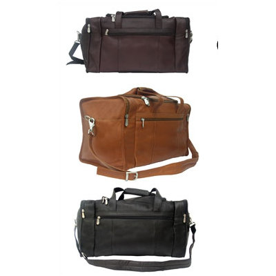 Piel Leather Traveler 19" Leather Travel Duffel with Side Pockets
