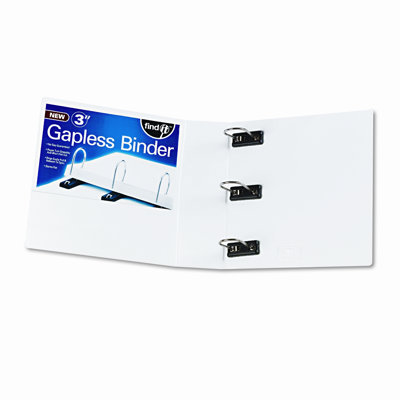 FIND IT Gapless Loop Ring View Binder, 3in Capacity, White                                                                           