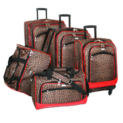 American Flyer Animal Print 5 Piece Spinner Luggage Set