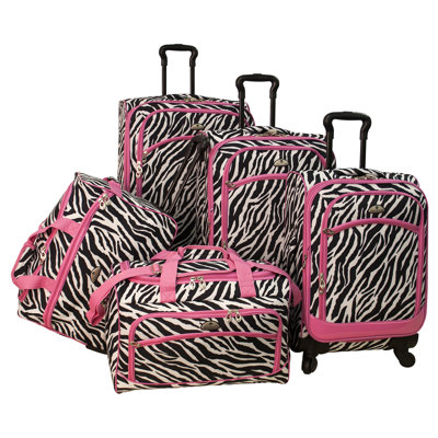 American Flyer Animal Print 5 Piece Spinner Luggage Set