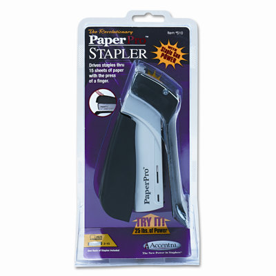PaperPro Compact Stapler, 15 Sheet Capacity, Black/Gray
