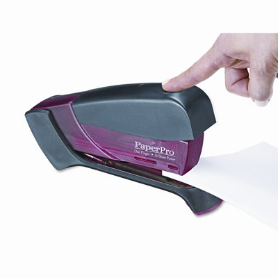 PaperPro Compact Stapler, 15 Sheet Capacity, Translucent Red