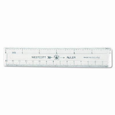 Westcott Shatter-Resistant Plastic Ruler, 6", Transparent                                                                             