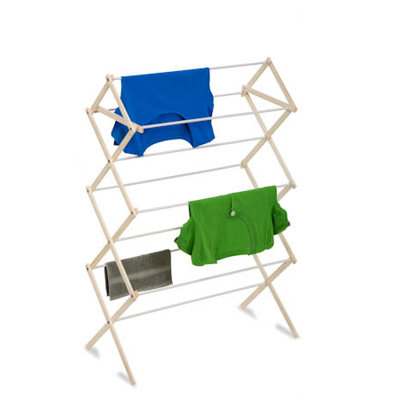 24 Linear Feet Knockdown Drying Rack in White/Natural