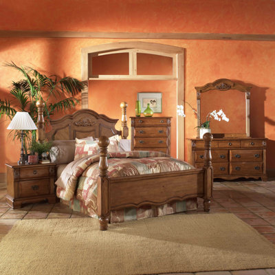 Greystone Bella Four Poster Bed with Rich Pine Finish