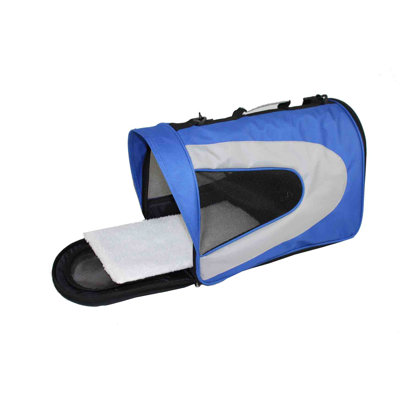 Pet Life Zippered Sporty Mesh Pet Carrier in Blue and Grey