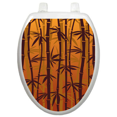 Toilet Tattoos Toilet Seat Applique with Bronzed Bamboo Design