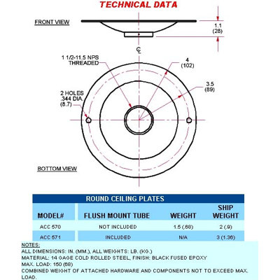 Peerless Round Structural/Finished Ceiling Plate