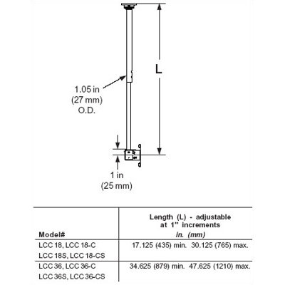 Peerless LCD Ceiling Mount (18"ight Range) (13" - 29" Screens) to 30" He